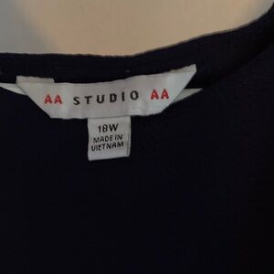 Aa Studio Navy and White Striped Dress